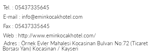 Emin Koak Hotel telefon numaralar, faks, e-mail, posta adresi ve iletiim bilgileri